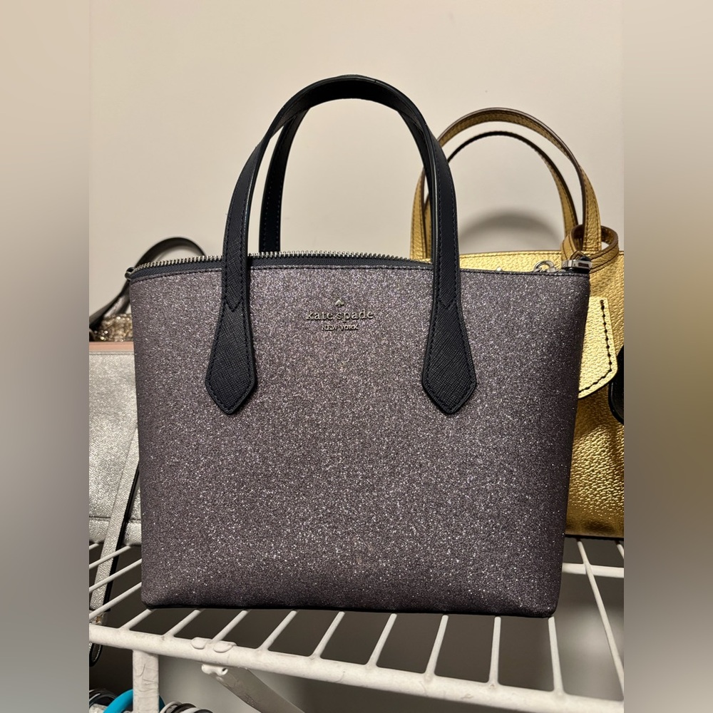 Kate Spade blue and Silver Glitter Tote